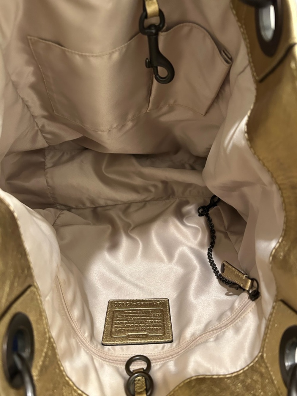 Coach Madison XL Metallic Leather Fringe Tote - Picture 14 of 17